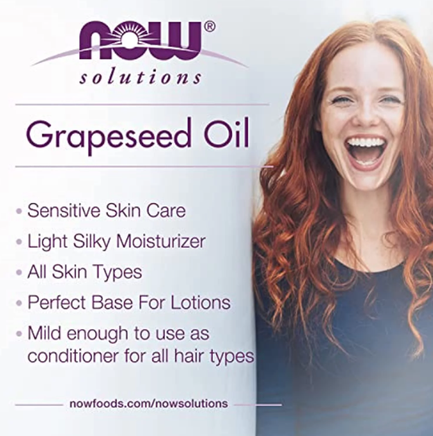 NOW Solutions, Grapeseed Oil, Skin Care for Sensitive Skin, Light Silky Moisturizer for All Skin Types, 16-Ounce - 24hrsmart